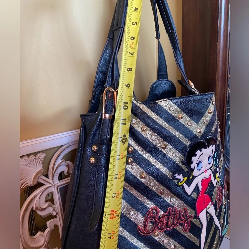 Betty Boop Black and Gold Hobo Bag